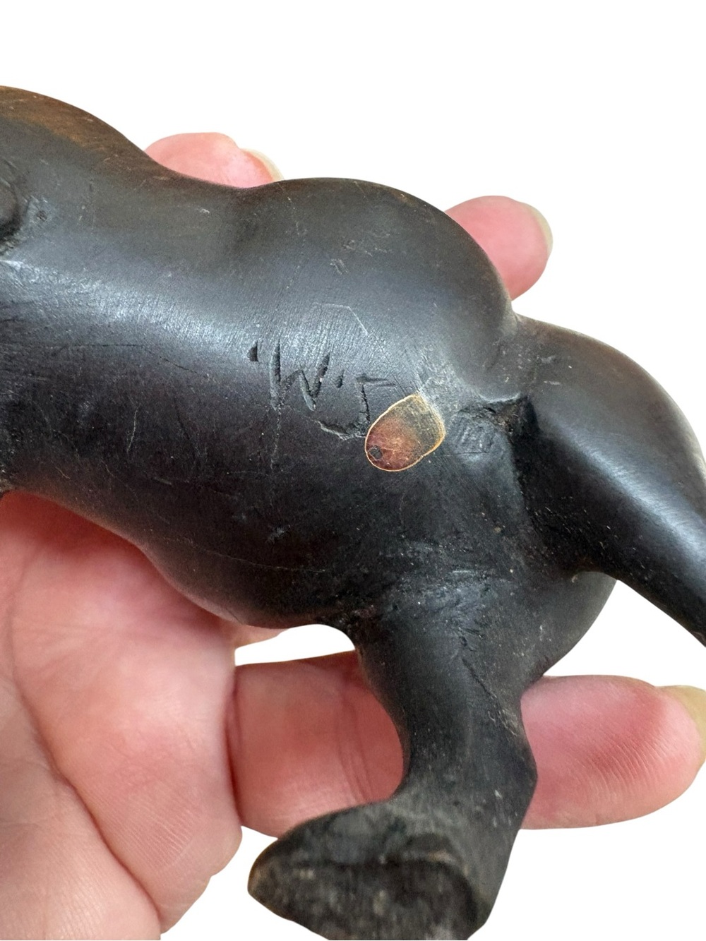 Vintage Handcarved Wooden Hippo Figurine Wood carving House Hipppotamus - Picture 6 of 12